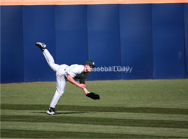 CF Riley White puts his entire body into a throw home