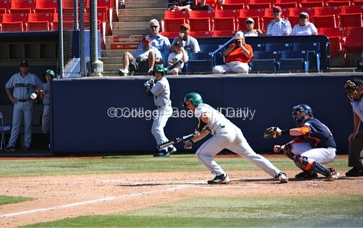 Alex Exon tries to lay down a sac bunt