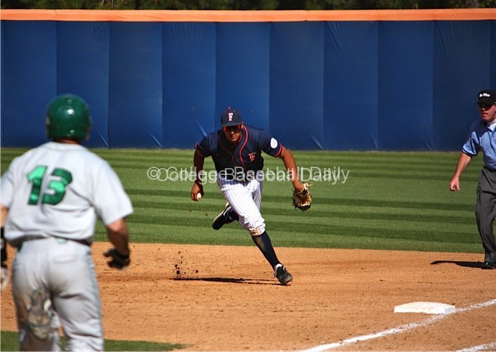 Carlos Lopez takes it himself at 1B