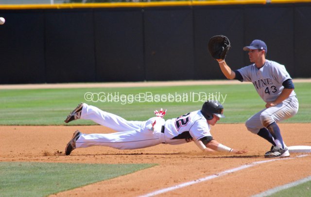 Adam Berry dives back into first.