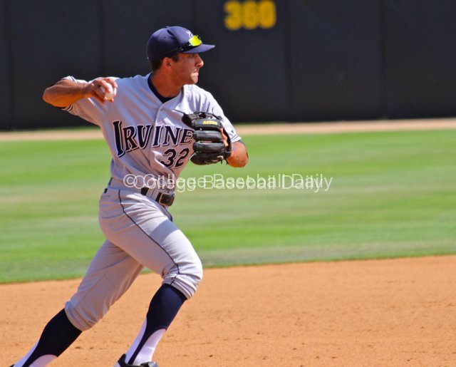 DJ Crumlich prepares to throw to first.