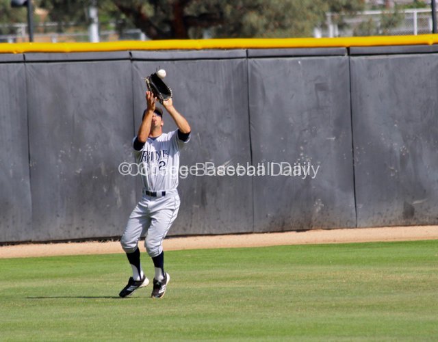 Jeff Stephens catches a fly ball.