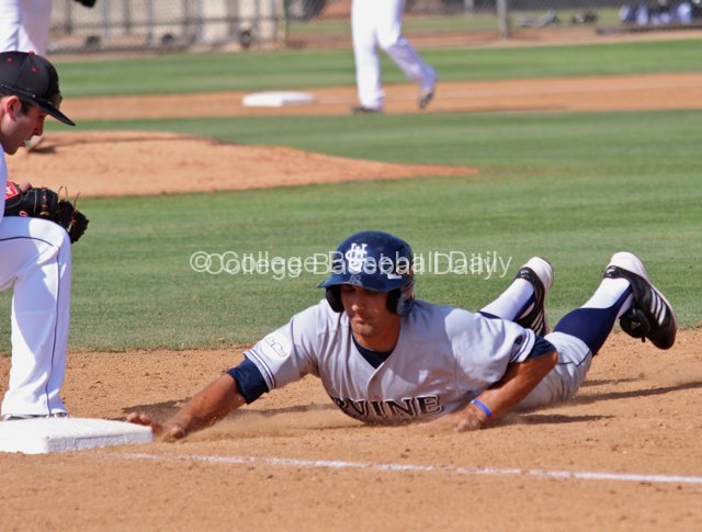 DJ Crumlich dives back into first.