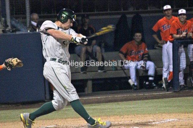 Ryan Hambright lines a base hit.
