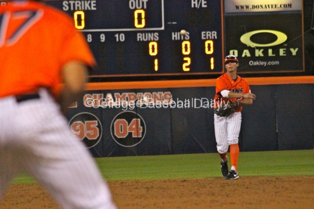 Matt Orloff fires to first.