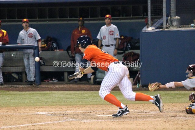 Austin Diemer lays down a bunt.