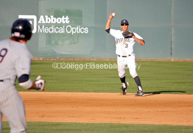 Tommy Reyes throws to first.