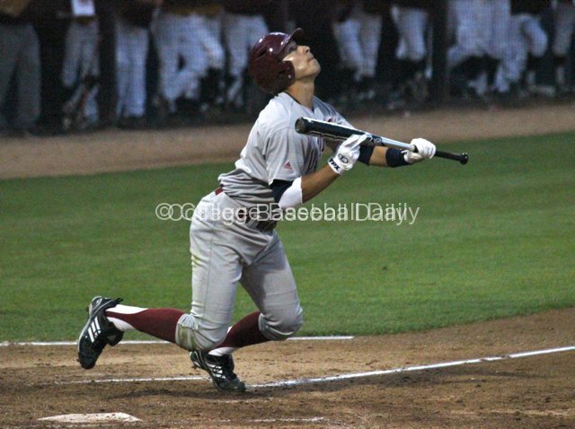 Shon Roe pops a bunt straight up.