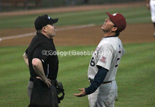 Jason Gill can't believe the umpire's call.