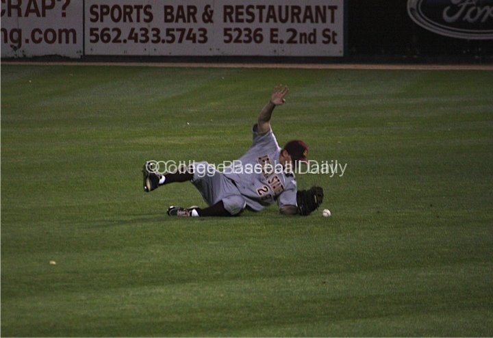 Trever Allen can't make a sliding catch.