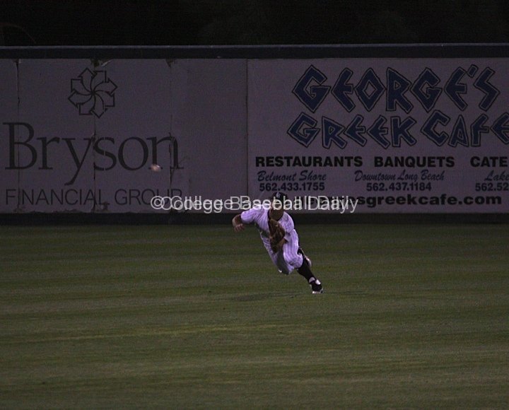 CF Brennan Metzger makes a diving catch.