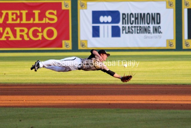 Tanner Deaman can't make the play.