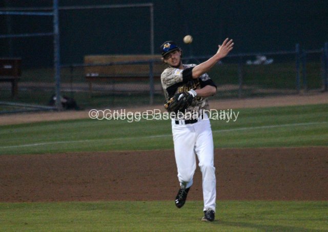Erik Harbutz throws to first.
