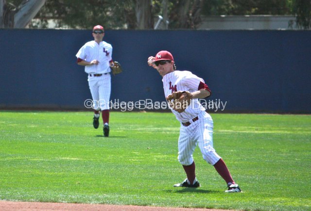 Cullen Mahoney readies to throw to first.