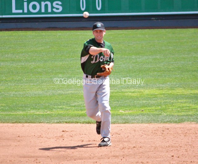 Adam Clear throws to first.