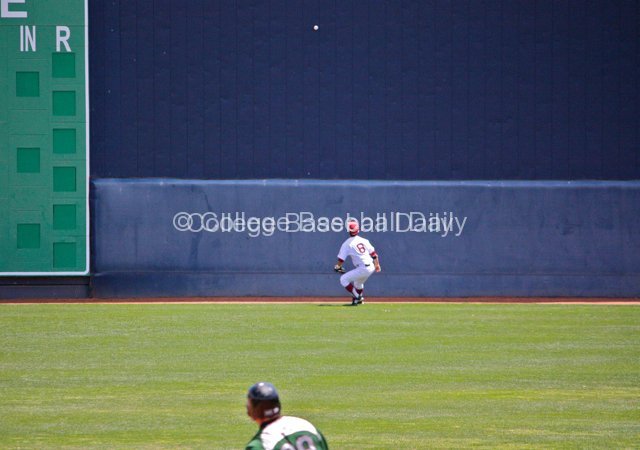 Joey Boney prepares to play a ball off the Blue Monster.