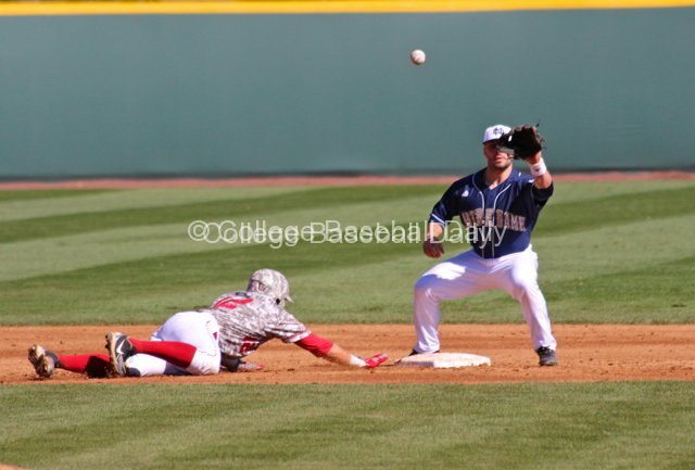 Frank DeSico takes a throw at second.