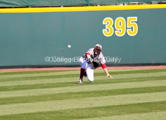 Craig Aikin makes a diving catch.