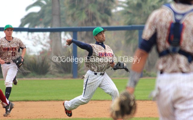 Austin Davidson throws across the diamond.