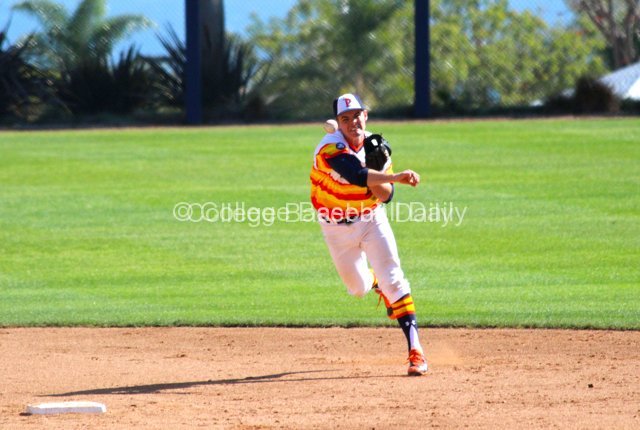 Cody Nulph makes a play behind second base.