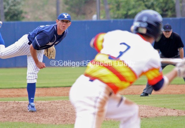 Adam Miller pitches as Vincej squares.