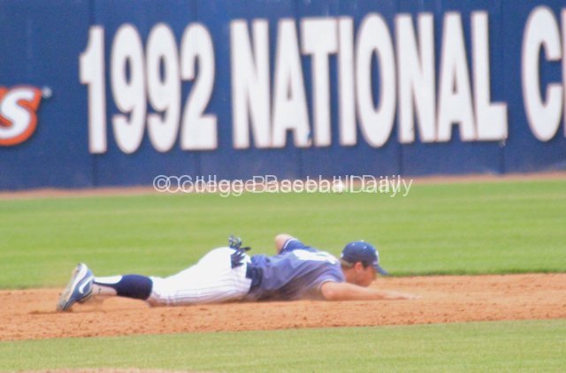 Austin Hall's dive comes up short.