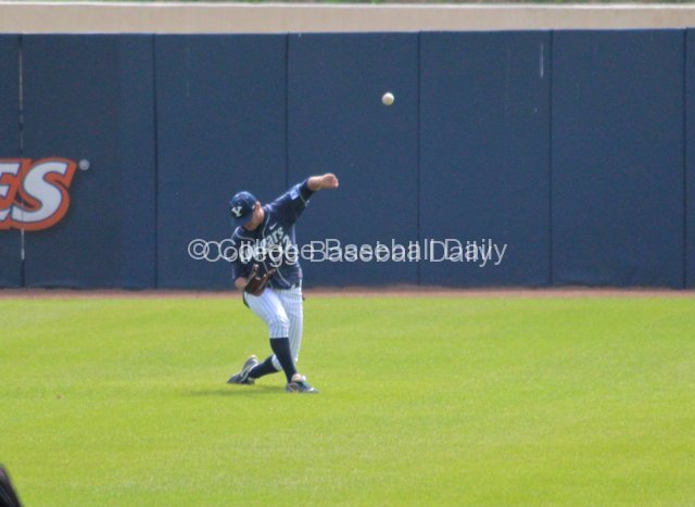 Kelton Caldwell throws to the plate.