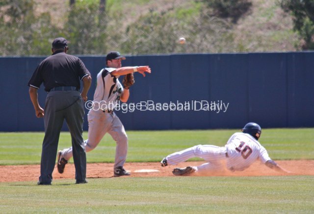 Jason Mahood turns a double play.