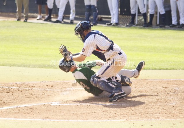 Miles Silverstein delivers a blow, but his tag is late.