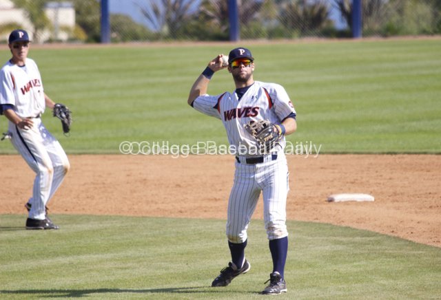 Joe Sever makes a play with the infield in.