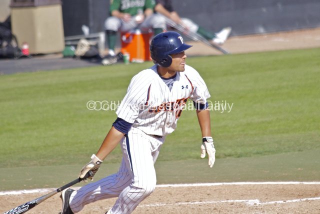 Austin Davidson lines a single to RF. He had two hits.