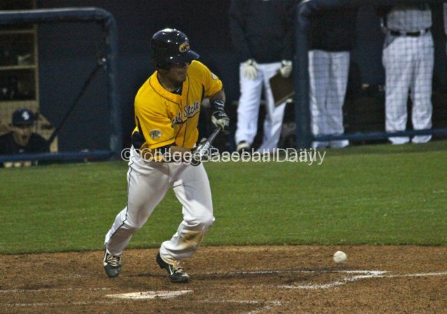 Derek Toadvine lays down a bunt.