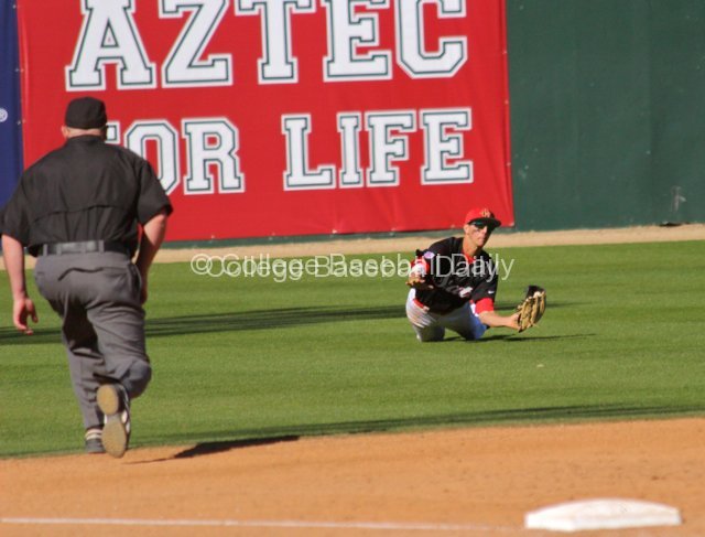 Steven Pallares dives for a shallow fly.