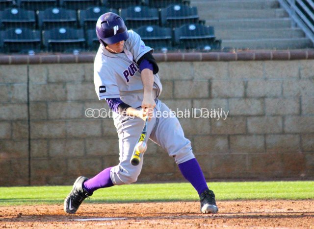 Beau Fraser puts the bat on the ball.