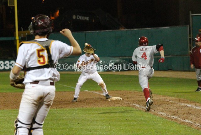 Garrett Stubbs throws out an Oklahoma runner.