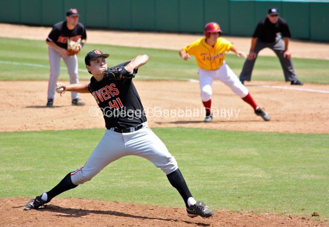 Dan Child pitched with runners on base all day.