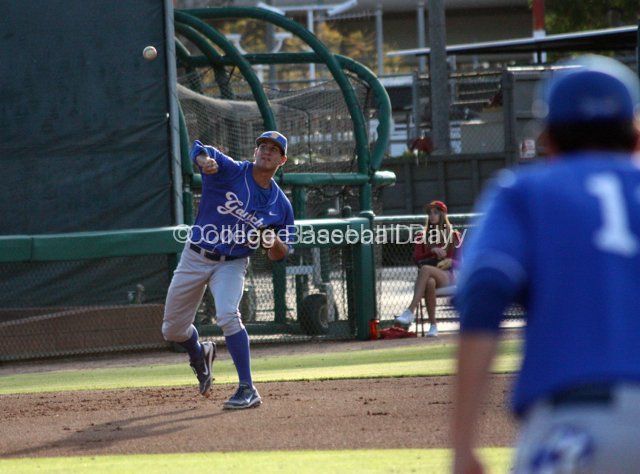 3B Ryan Palermo throws to first.