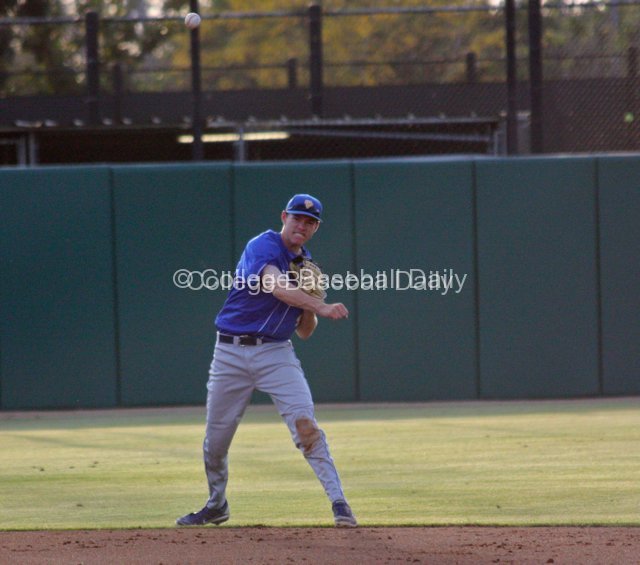 Steven Moon throws out Kevin Swick on a hard hit ball in the hole.