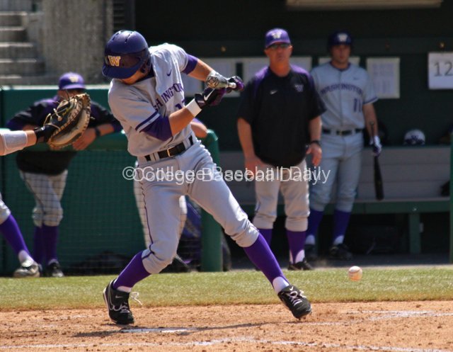 Erik Forgione fouls off a bunt attempt on an inside pitch.