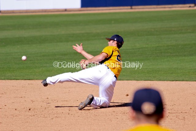 Sawyer Polen flicks a throw to second.